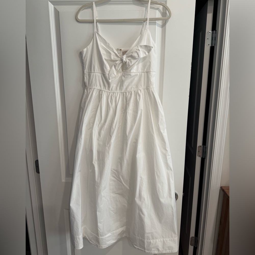 LOFT White Sleeveless Dress with Front Knot